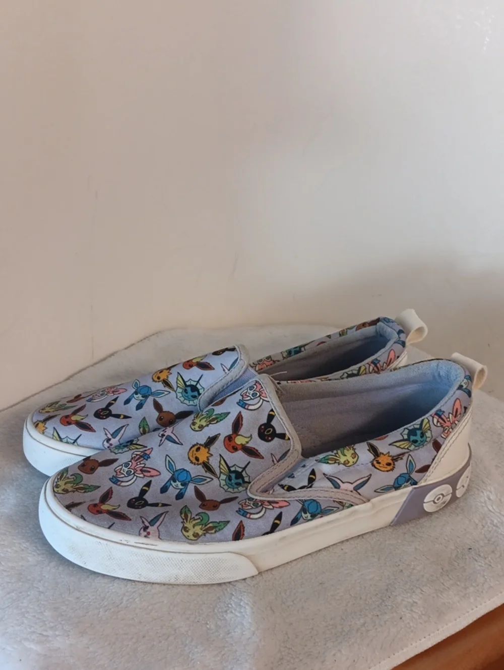 Nintendo Pokemon Unisex Slip-On Sneakers with Multicolor Eevee Print